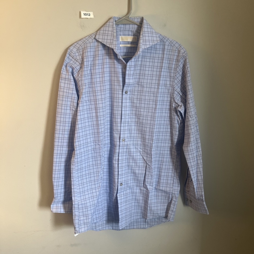 Michael Kors Regular Fit Non Iron Long Sleeve Shirt Men's 14 1/2 32/33 Plaid